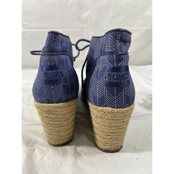 Toms Shashiko TOMS Blue Canvas Desert Wedge Bootie Espadrille 8.5 - Picture 9 of 14